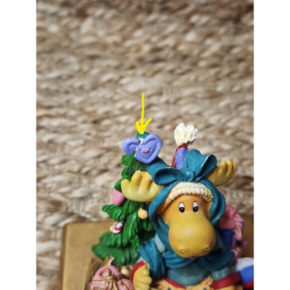 Vtg. Just For You Moose Cast Iron Resin Christmas Stocking Holder Hanger Holiday - Picture 10 of 10